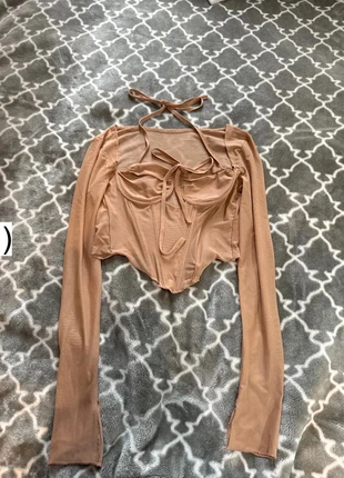 Long-sleeve lace-up corset, sheer mesh material, brand: no brand, condition: Very good, size: XS / UK 4-6, £1.90, £2.70 includes Buyer Protection