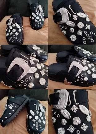 Sabots / mules / rock/ noir/T36/ boucles et rivets/tbe, merk: Mona, staat: Heel goed, maat: 36, € 17,00, € 18,55 inclusief Kopersbescherming