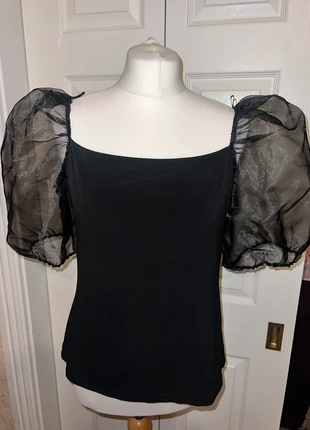 Black Puffy Sleeve Top, brand: Pep&Co, condition: New without tags, size: XXL / 44 / 16, €4.00, €4.90 includes Buyer Protection
