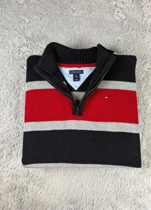 Pull half zip 1/4 zip col camionneur Tommy Hilfiger / Noir et rouge logo brodé / Taille M, marque: Tommy Hilfiger, état: Très bon état, taille: M, 35,00 €, 37,45 € Protection acheteurs incluse