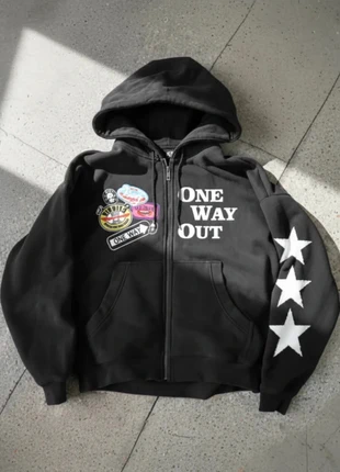 Sweat à capuche noir imprimé, style streetwear, marke: Void District, zustand: Sehr gut, größe: M, 49,90 €, 53,10 € inklusive Vinted-Käuferschutz