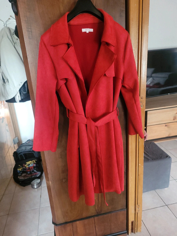 manteau rouge cintrée femme