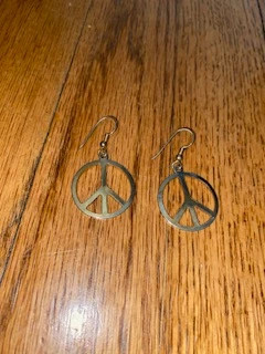 Silver Peace Sign Earrings! 4