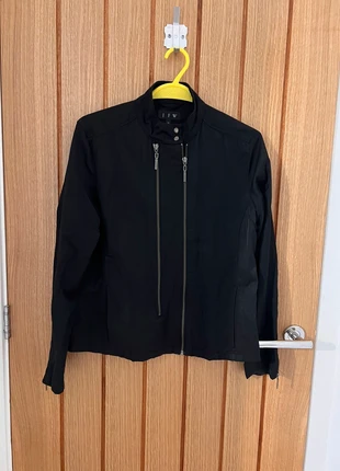 black trendy vintage 2000s biker zip detail jacket, brand: JFW, condition: Very good, size: M / UK 12-14, £10.00, £11.20 includes Buyer Protection