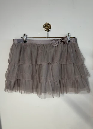 Minijupe taille basse en tulle gris/rose y2k à noeud coquette, marke: COQUETTE, zustand: Gut, größe: M / 38 / 10, 8,00 €, 9,10 € beinhaltet Vinted-Käuferschutz Pro