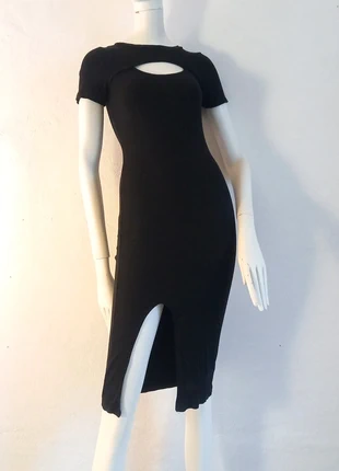 Robe ajustée en jersey côtelé noir S/M Cybergoth, brand: Alternative, condition: Very good, size: M / 38 / 10, €12.00, €13.30 includes Buyer Protection