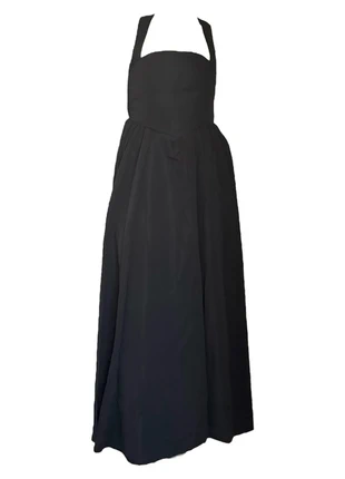 Black Halter Basque Waist Maxi Dress with Ruched Skirt - Size M (fits 8-12), brand: boutique, condition: New without tags, size: M / UK 12-14, £10.00, £11.20 includes Buyer Protection