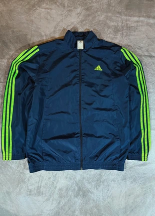 Adidas Track Jacket M Navy Neon Green Stripes Shiny Polyester Vintage, marque: adidas, état: Très bon état, taille: M, 18,99 €, 20,64 € Protection acheteurs incluse