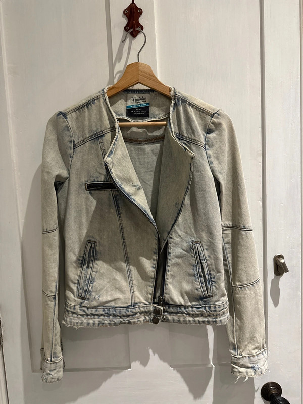 Zara Denim Biker Jacket size small 8 distressed Vinted