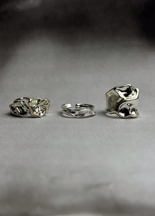 Lot de bagues conceptuelles et irrégulières en acier inoxydable, marque: CHROME, état: Très bon état, taille: Ajustable, 16,00 €, 17,50 € Protection acheteurs (Pro) incluse