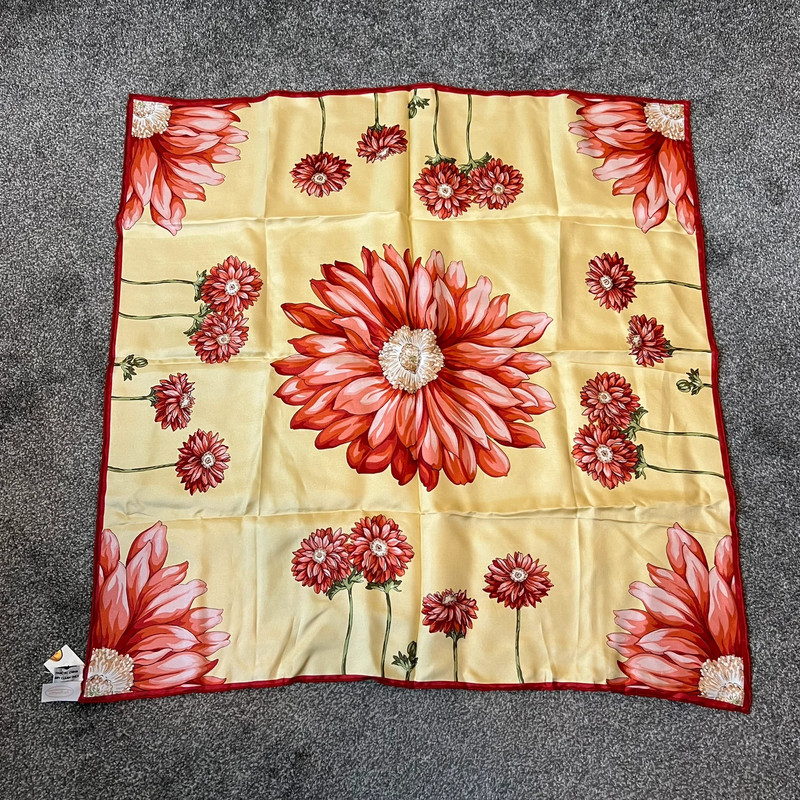 talbots 100% silk yellow & red floral scarf 2