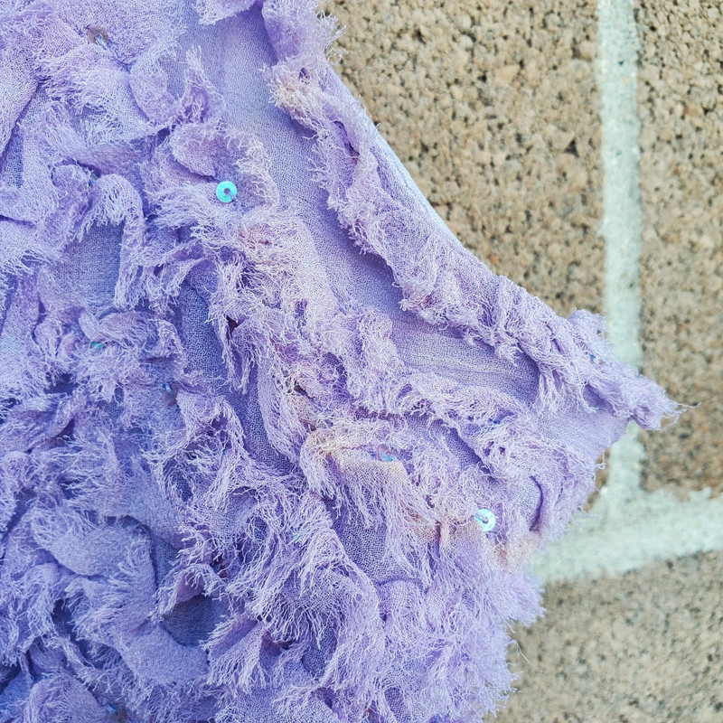 Vinatge y2k lavender silk sequin flowy fairy top 4