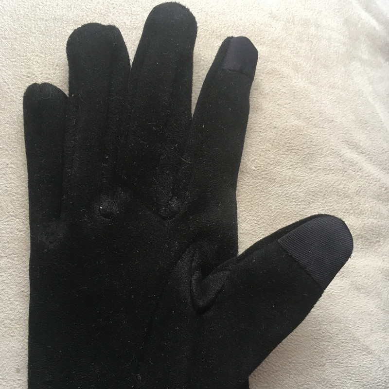 Paire de gants noir & pompons (TU) pour écran tactile. 5