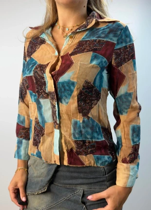 Patchwork mesh long sleeve shirt- SIZE S/M, brand: Second Era Vintage, condition: Good, size: S / UK 8-10, £10.00, £11.20 includes Buyer Protection Pro