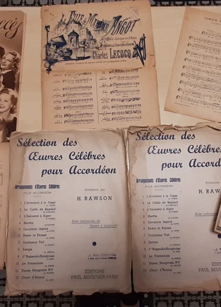 Lot de 7 partitions anciennes – à encadrer ou collectionner, marca: partitions anciennes, estado: Satisfatório, €16.00, €17.50 inclui Proteção do Comprador