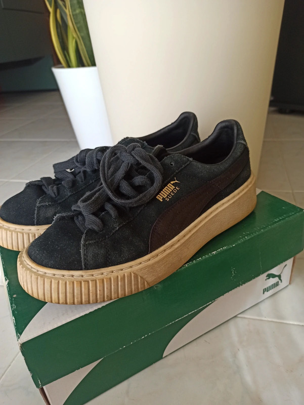 Suede platform sale mono satin