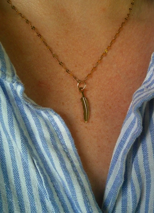 Petite plume 🌟 nature 🌟 feuille 🌟 aile 🌟 collier acier inoxydable réglable ajustable doré, merk: acier inoxydable, staat: Heel goed, € 8,00, € 9,10 inclusief Kopersbescherming Pro