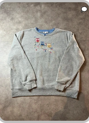 Sweat-shirt vintage américain à col et broderie hibou, marke: Vintage Dressing, zustand: Gut, größe: S / 36 / 8, 10,00 €, 11,20 € inklusive Vinted-Käuferschutz