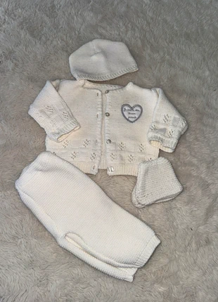 Ensemble mixte naissance 4 pièces tricot bébé blanc, marca: Fait Main, estado: Muy bueno, tamaño: De hasta 1 mes / 50 cm, 7,90 €, 9,00 € Protección al comprador incluida