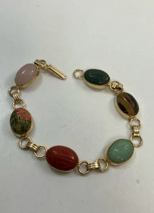 Gold Tone Multi Color Scarab 6 Inch Bracelet, brand: Unbranded, condition: Very good, $7.00, $8.05 includes Buyer Protection