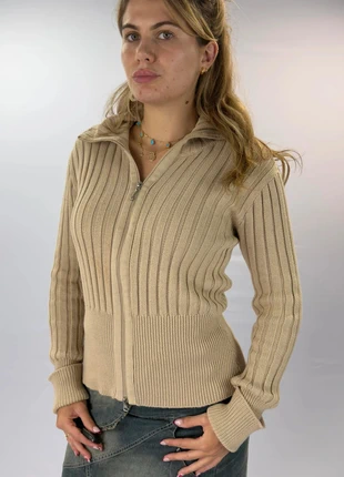 S-CH Beige Ribbed Full Zip Women's Jumper - SIZE L, brand: unknown, condition: Very good, size: M / UK 12-14, £25.00, £26.95 includes Buyer Protection Pro