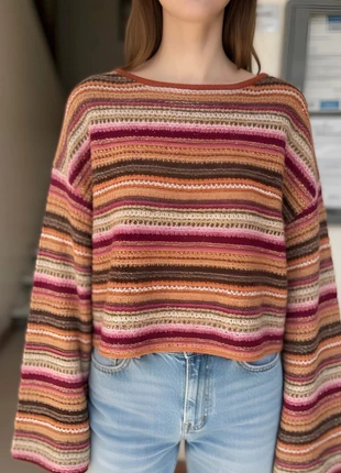 Pull crochet à rayures colorées, état: Très bon état, taille: M / 38 / 10, 25,00 €, 26,95 € Protection acheteurs incluse