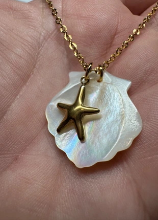 Stainless Steel Necklace with Starfish and Iridescent Shell Pendant, brand: GOLDEN, condition: New without tags, £7.99, £9.09 includes Buyer Protection