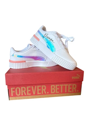 Baskets à lacets blanches à liseré coloré 34 puma neuf avec étiquette, brand: Puma, condition: New with tags, size: 34, €30.00, €32.20 includes Buyer Protection Pro