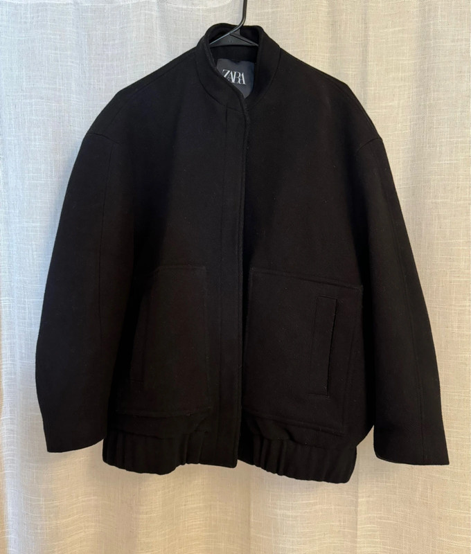 Black Zara ZW collection wool bomber jacket 1