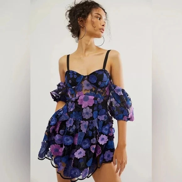 For Love and Lemons Prato Floral Embroidered Mini Dress NEW 1