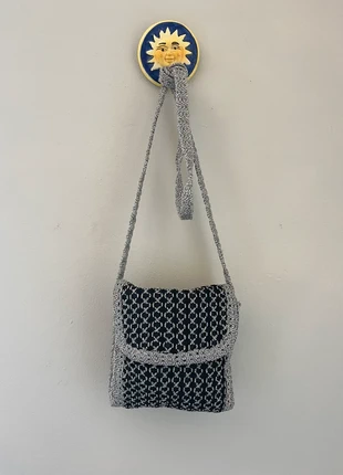 Black and Silver Chainmail-Style Handbag, condition: Very good, €8.00, €9.10 includes Buyer Protection