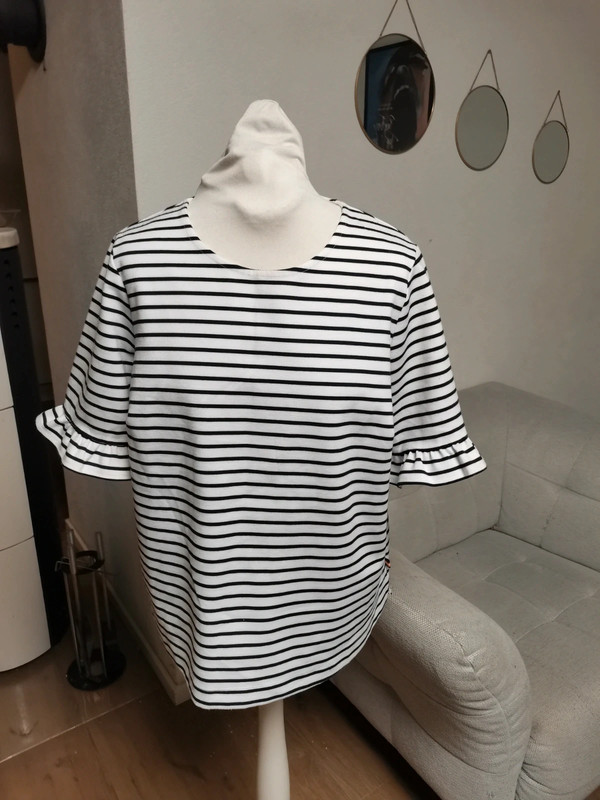 Holly Whyte Baumwoll kurzarm Shirt weiß schwarz gestreift Gr. 40 Maritim Look 2