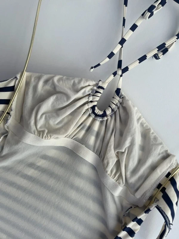 Maillot de bain une pièce ETAM rayé blanc et bleu taille 36 - photo numéro 6