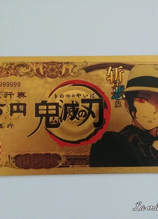 Billet Muzan Kibutsuji or doré Demon Slayer Kimetsu no Yaiba card carte Goodies gold ticket banknote, marke: Demon Slayer, zustand: Sehr gut, 3,00 €, 3,85 € beinhaltet Vinted-Käuferschutz Pro