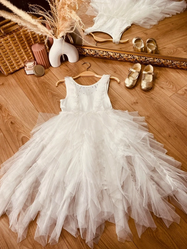 Taille 4 ans Robe longue cérémonie fille Orchestra blanche argenté * tulle * 🌼