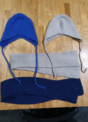 2 Bonnets + 2 écharpes tricotés bleu / beige - enfant 4/6 ans, zustand: Sehr gut, 3,00 €, 3,85 € inklusive Vinted-Käuferschutz