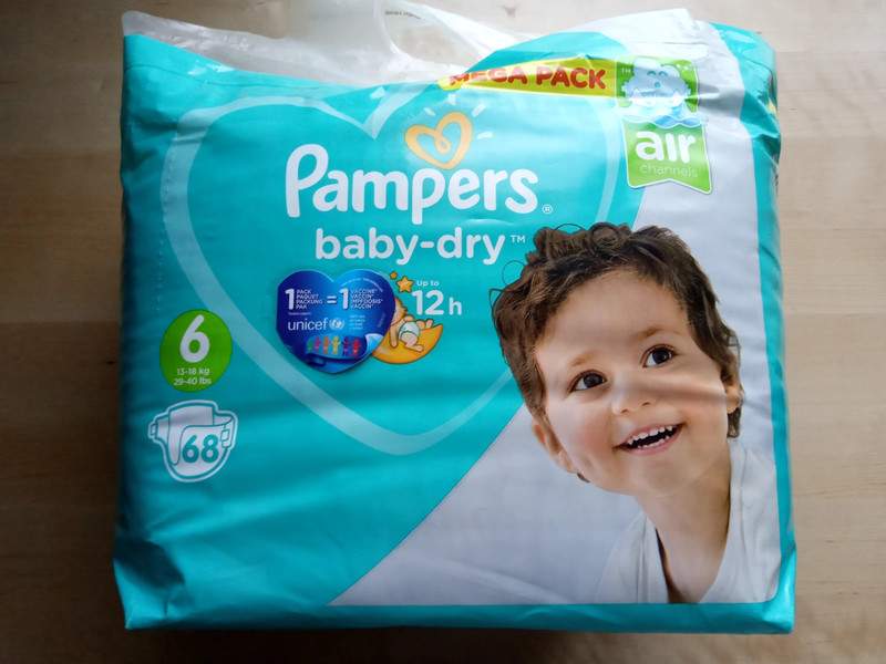 Maxi paquet neuf 68 couches - Taille 6 (13/18kg) - Pampers baby dry -  L'armoire des petits heureux