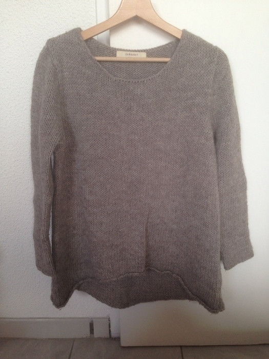 Pull gris grosse maille