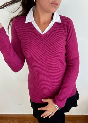 Pull Col V Style Chemise - Armand Thierry - Taille 38 M, brand: Armand Thiery, condition: Very good, size: M / 38 / 10, €22.00, €23.80 includes Buyer Protection Pro