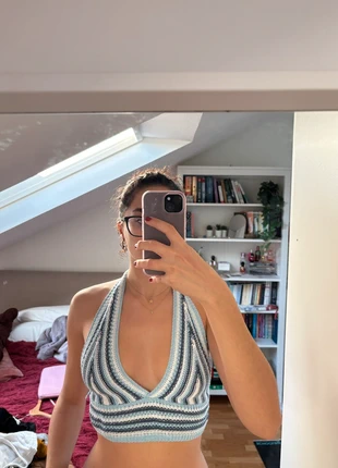 Top a righe bianche, blu e azzurre, marque: Estate, état: Neuf sans étiquette, taille: S / 36 / 8, 6,00 €, 7,00 € Protection acheteurs incluse