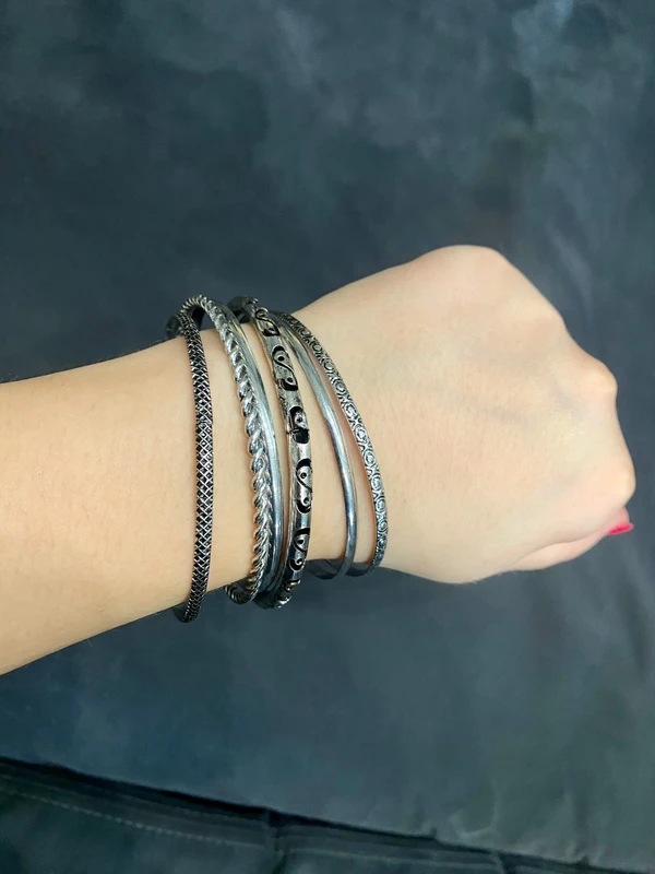 Bracelets fantaisie lot de 6 en acier couleur argent - photo numéro 2