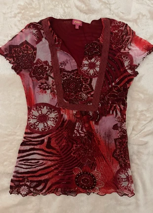 Haut Phildar rouge motifs bohèmes vintage Y2K taille S, marque: Phildar, état: Neuf sans étiquette, taille: S / 36 / 8, 4,50 €, 5,43 € Protection acheteurs incluse