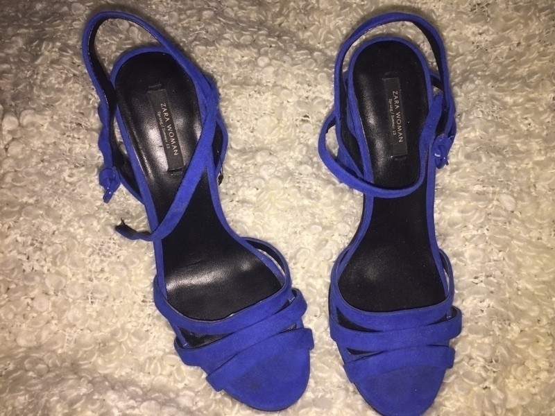 Sandale à talon Zara bleu électrique 3