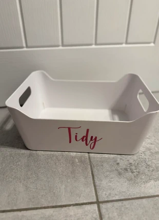 White Storage/ Cleaning Box with “Tidy” Print, brand: B&M, condition: Good, £1.00, £1.75 includes Buyer Protection