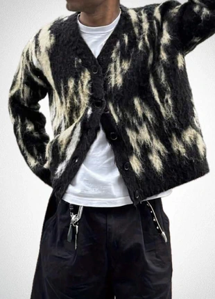 Cardigan oversize noir & crème effet mohair – Doux, stylé et cosy, brand: Tendance, condition: New without tags, size: M, €35.00, €37.45 includes Buyer Protection