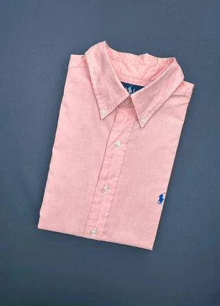 Chemise Homme - Classic Fit - Unie Rose Saumon - Logo brodé Bleu Marine Ralph Lauren - Taille L, marke: Ralph Lauren, zustand: Sehr gut, größe: L, 59,00 €, 62,65 € beinhaltet Vinted-Käuferschutz Pro