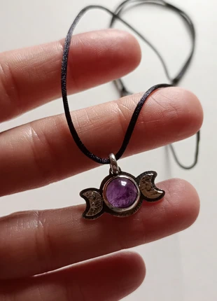 Pendente em prata, Lua Tríplice com Ametista, marca: lithotherapie, estado: Novo sem etiquetas, €13.00, €14.35 inclui Proteção do Comprador