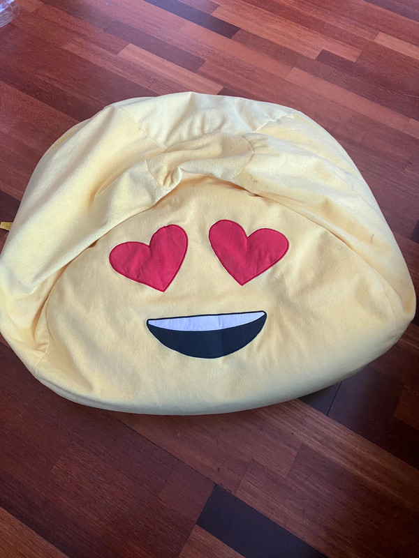 huge emoji bean bag with three mini emoji plushies 2