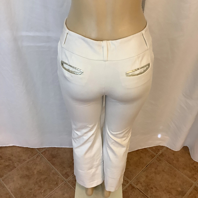 Alfani Petite, Cream, Stretchy, Dress Pants. Wide Leg 3