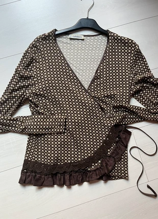 Top incrociato vintage aderente con lacci e scollo a V bolero Y2k anni2000, marque: Vintage Dressing, état: Très bon état, taille: S / 36 / 8, 8,00 €, 9,10 € Protection acheteurs incluse